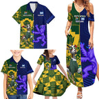Custom South Africa And Scotland Rugby Family Matching Summer Maxi Dress and Hawaiian Shirt Springboks Thistle Together