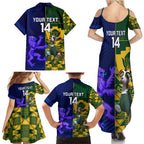 Custom South Africa And Scotland Rugby Family Matching Summer Maxi Dress and Hawaiian Shirt Springboks Thistle Together