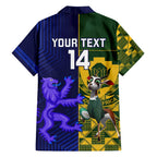 Custom South Africa And Scotland Rugby Family Matching Summer Maxi Dress and Hawaiian Shirt Springboks Thistle Together