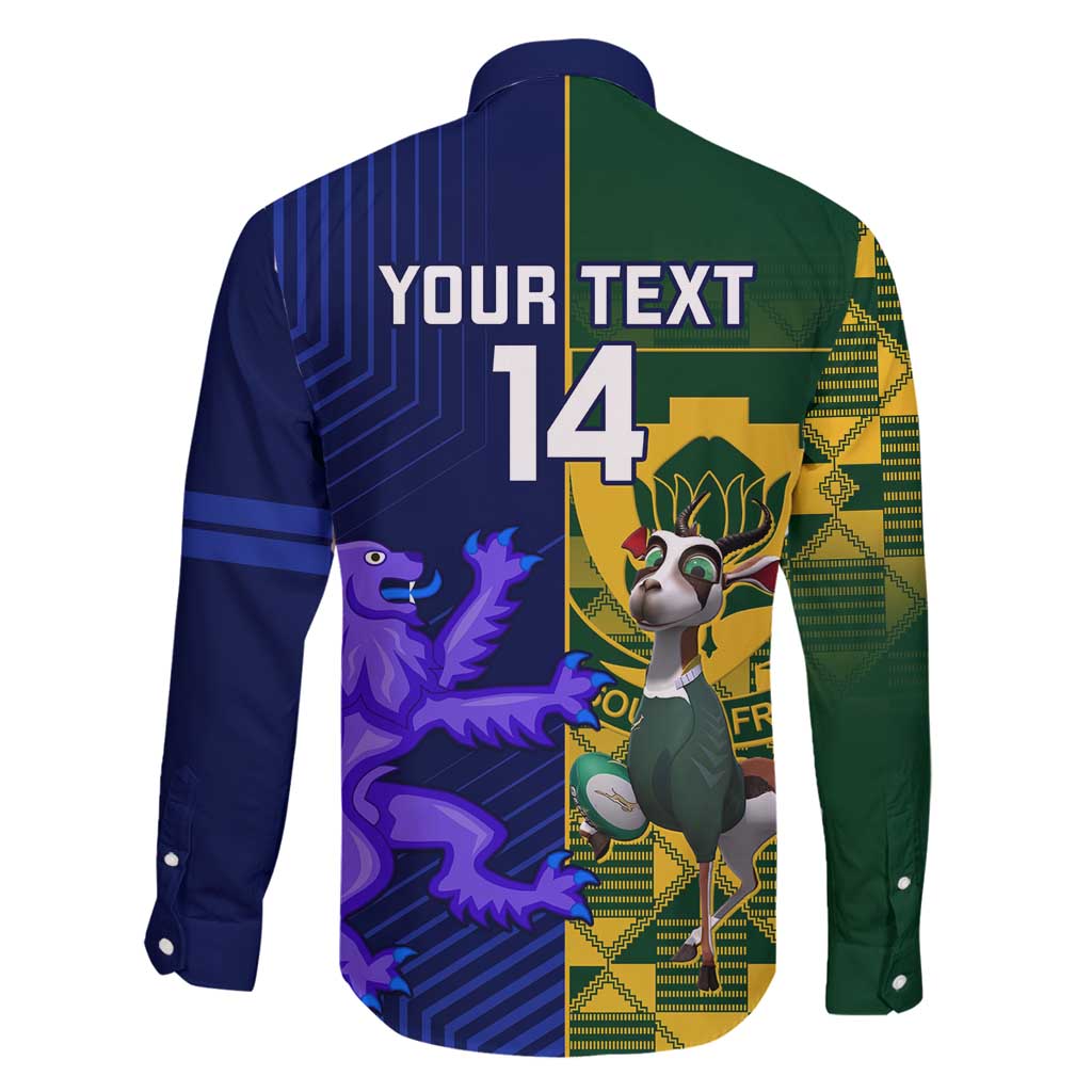 Custom South Africa And Scotland Rugby Family Matching Summer Maxi Dress and Hawaiian Shirt Springboks Thistle Together