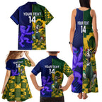 Custom South Africa And Scotland Rugby Family Matching Tank Maxi Dress and Hawaiian Shirt Springboks Thistle Together