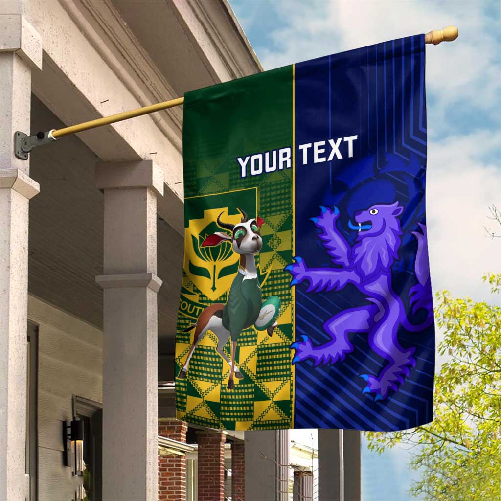 Custom South Africa And Scotland Rugby Garden Flag Springboks Thistle Together