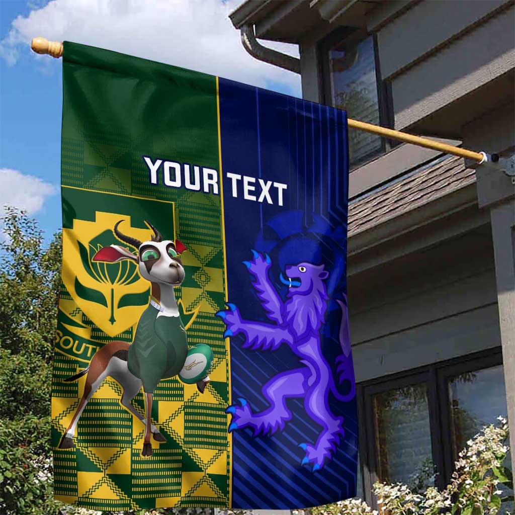 Custom South Africa And Scotland Rugby Garden Flag Springboks Thistle Together
