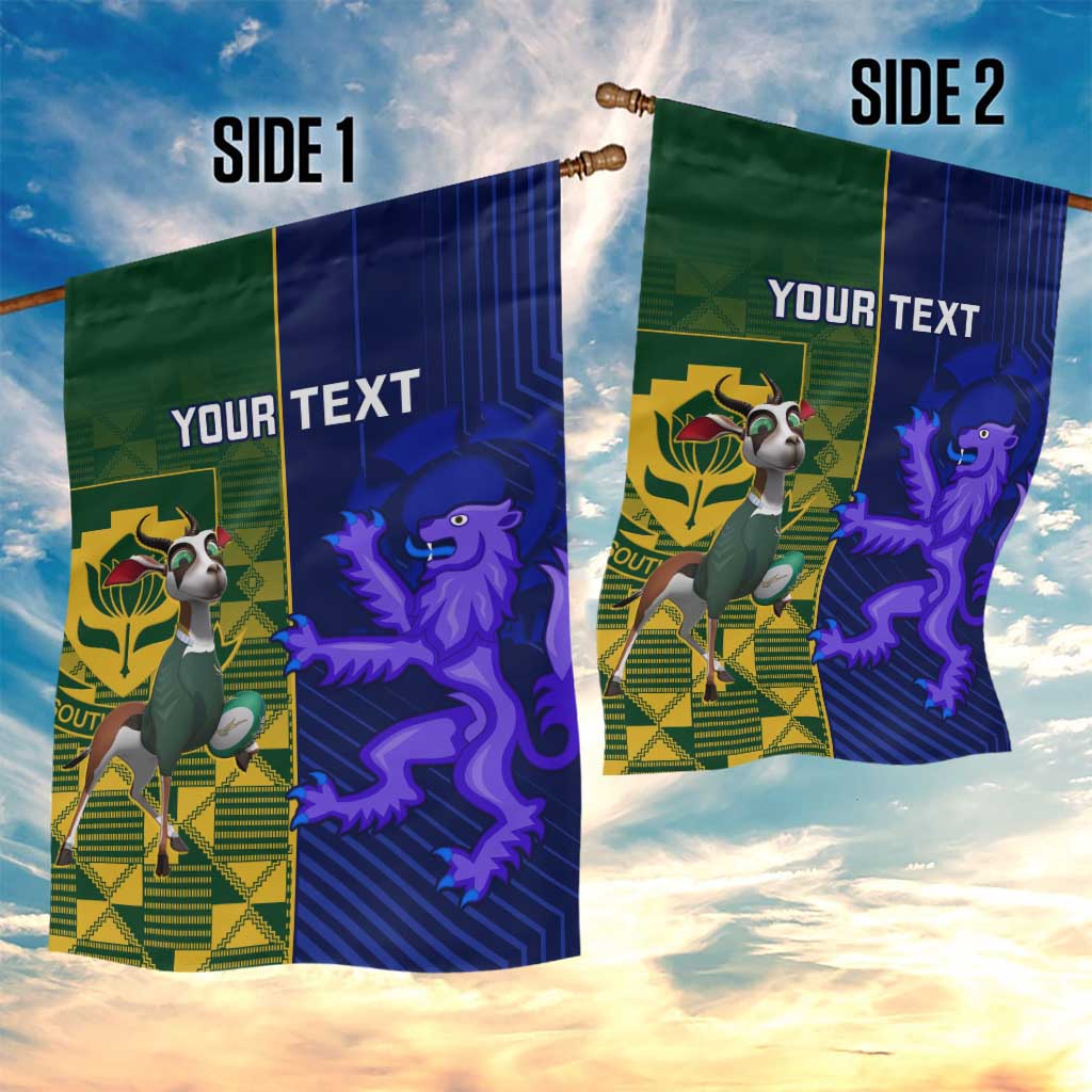 Custom South Africa And Scotland Rugby Garden Flag Springboks Thistle Together