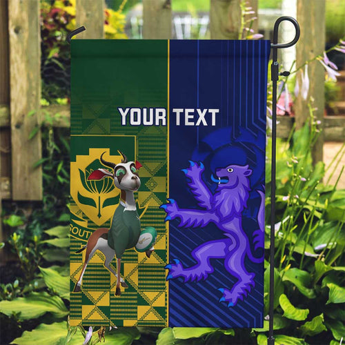 Custom South Africa And Scotland Rugby Garden Flag Springboks Thistle Together