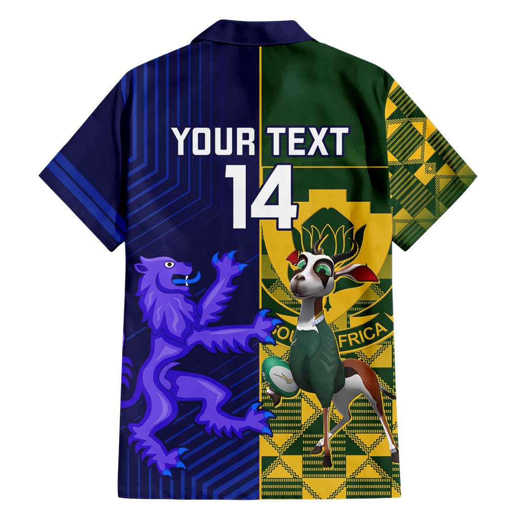 Custom South Africa And Scotland Rugby Hawaiian Shirt Springboks Thistle Together