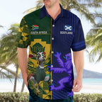 Custom South Africa And Scotland Rugby Hawaiian Shirt Springboks Thistle Together