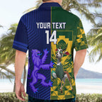 Custom South Africa And Scotland Rugby Hawaiian Shirt Springboks Thistle Together
