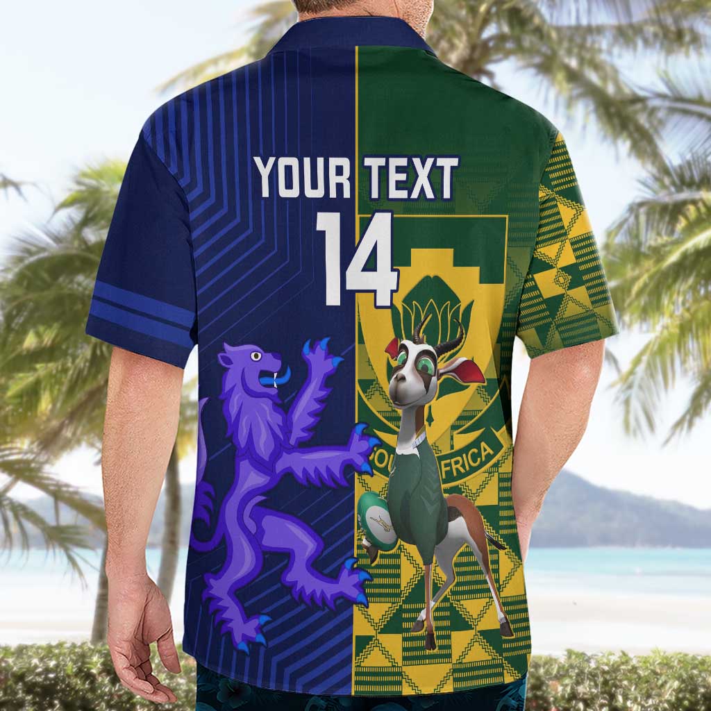 Custom South Africa And Scotland Rugby Hawaiian Shirt Springboks Thistle Together