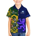 Custom South Africa And Scotland Rugby Hawaiian Shirt Springboks Thistle Together