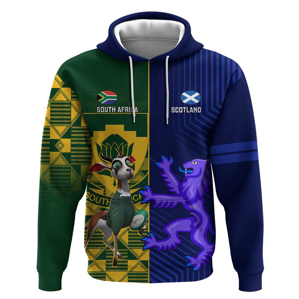 Custom South Africa And Scotland Rugby Hoodie Springboks Thistle Together