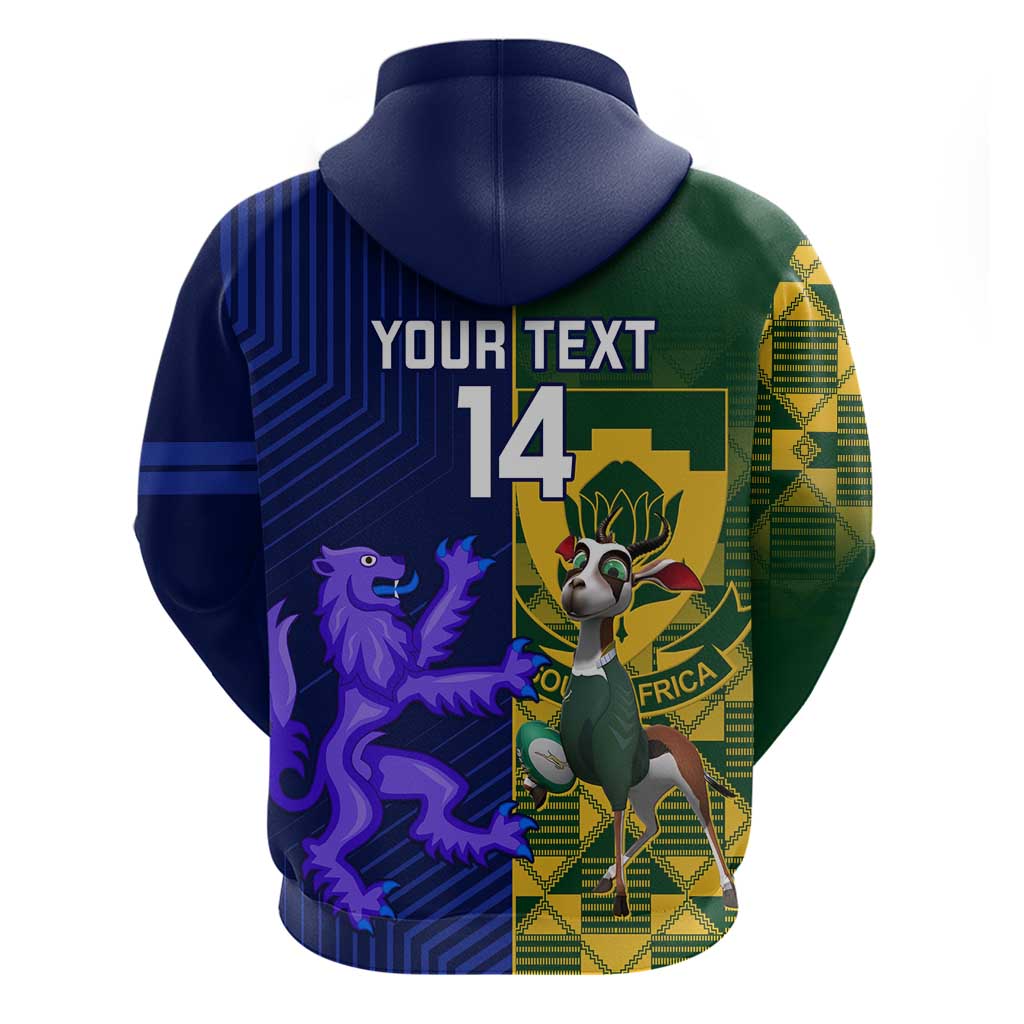 Custom South Africa And Scotland Rugby Hoodie Springboks Thistle Together