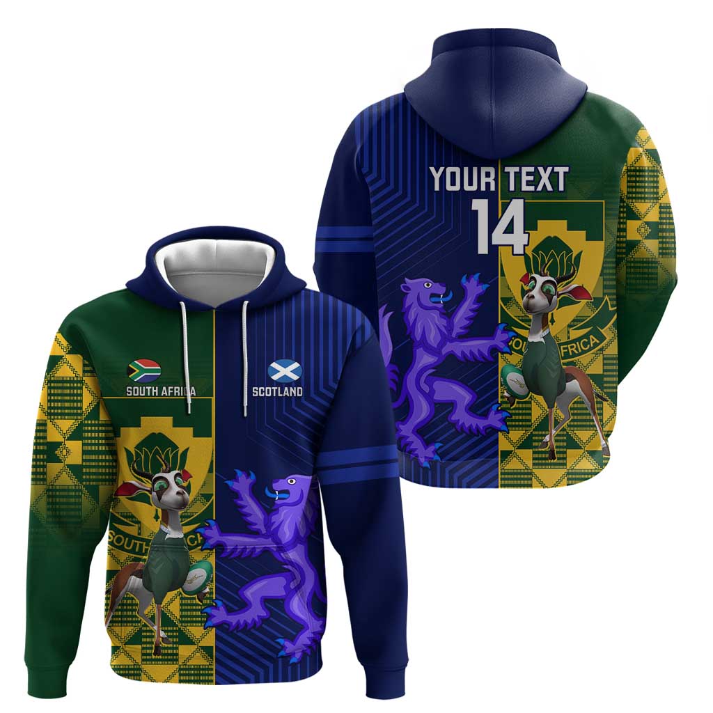 Custom South Africa And Scotland Rugby Hoodie Springboks Thistle Together