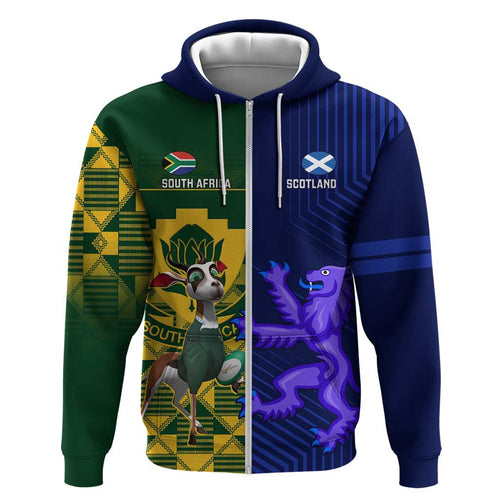 Custom South Africa And Scotland Rugby Hoodie Springboks Thistle Together