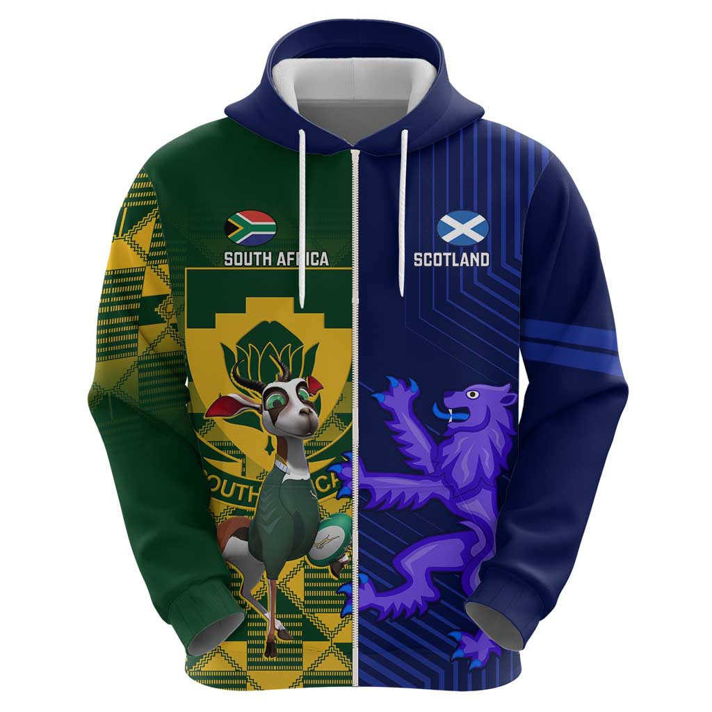 Custom South Africa And Scotland Rugby Hoodie Springboks Thistle Together