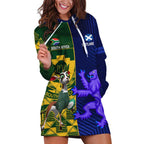 Custom South Africa And Scotland Rugby Hoodie Dress Springboks Thistle Together