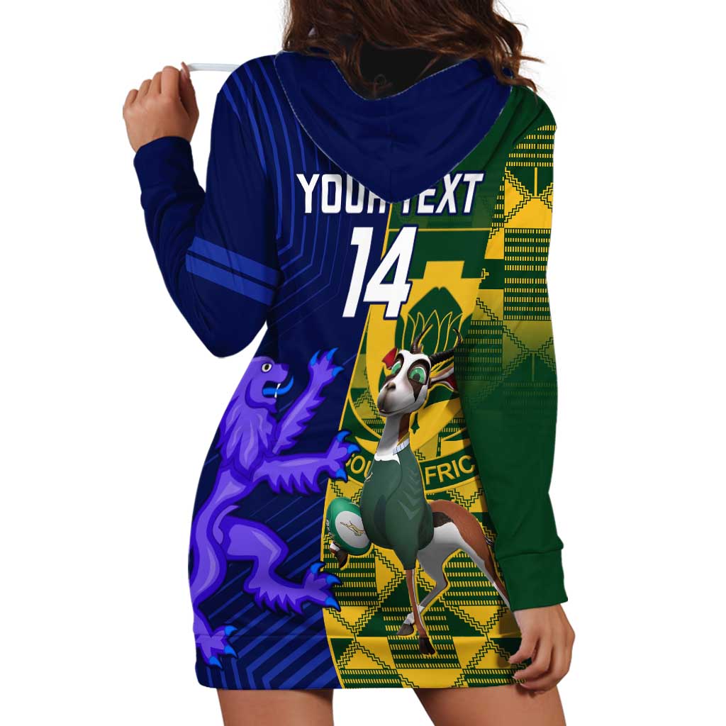 Custom South Africa And Scotland Rugby Hoodie Dress Springboks Thistle Together