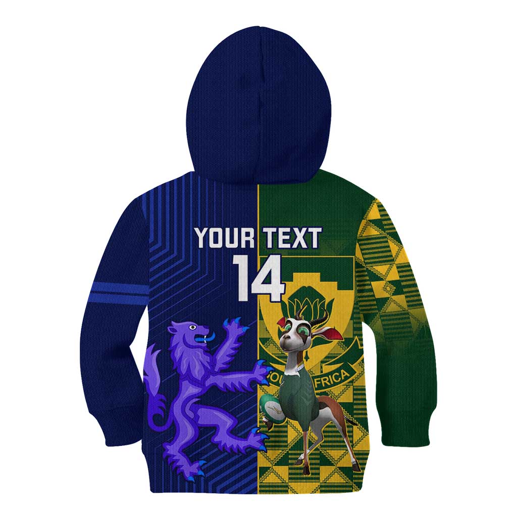 Custom South Africa And Scotland Rugby Kid Hoodie Springboks Thistle Together