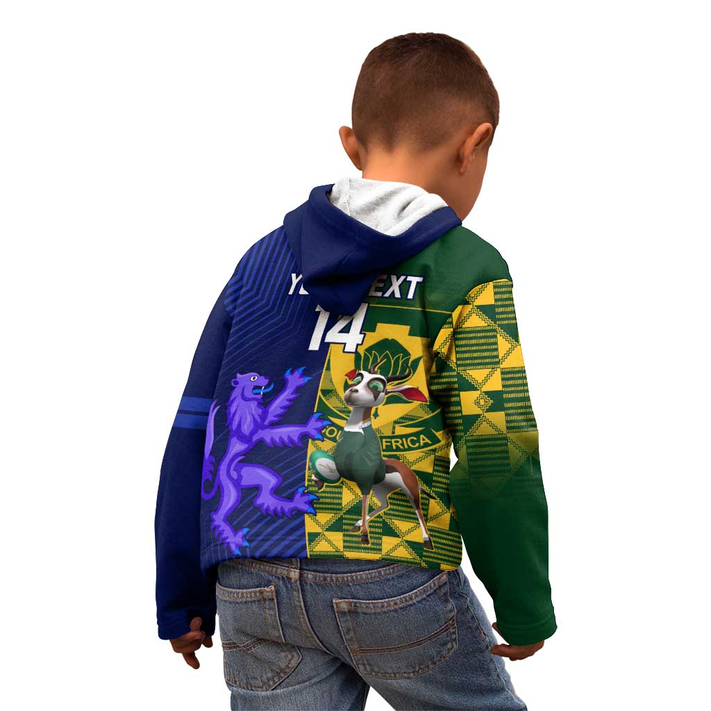 Custom South Africa And Scotland Rugby Kid Hoodie Springboks Thistle Together