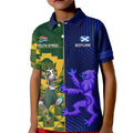 Custom South Africa And Scotland Rugby Kid Polo Shirt Springboks Thistle Together