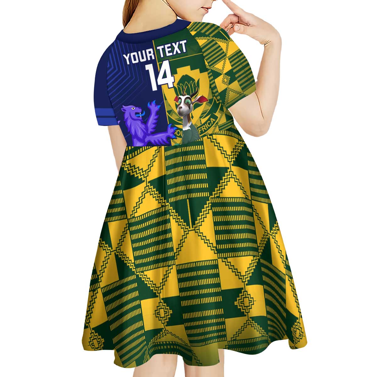 Custom South Africa And Scotland Rugby Kid Short Sleeve Dress Springboks Thistle Together