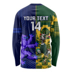 Custom South Africa And Scotland Rugby Long Sleeve Shirt Springboks Thistle Together