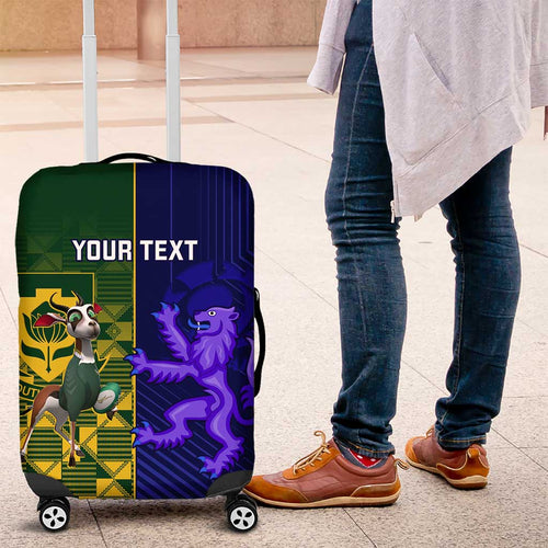 Custom South Africa And Scotland Rugby Luggage Cover Springboks Thistle Together