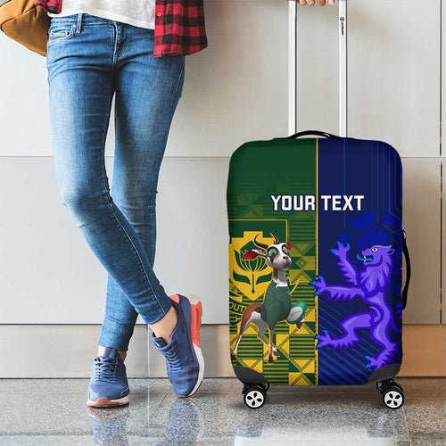 Custom South Africa And Scotland Rugby Luggage Cover Springboks Thistle Together