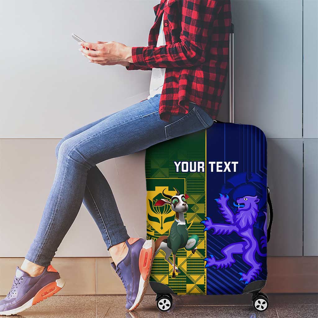 Custom South Africa And Scotland Rugby Luggage Cover Springboks Thistle Together