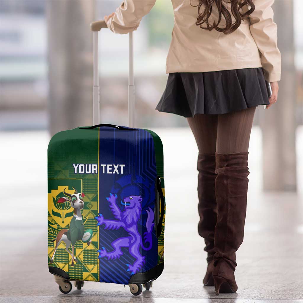 Custom South Africa And Scotland Rugby Luggage Cover Springboks Thistle Together