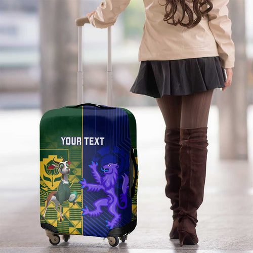 Custom South Africa And Scotland Rugby Luggage Cover Springboks Thistle Together