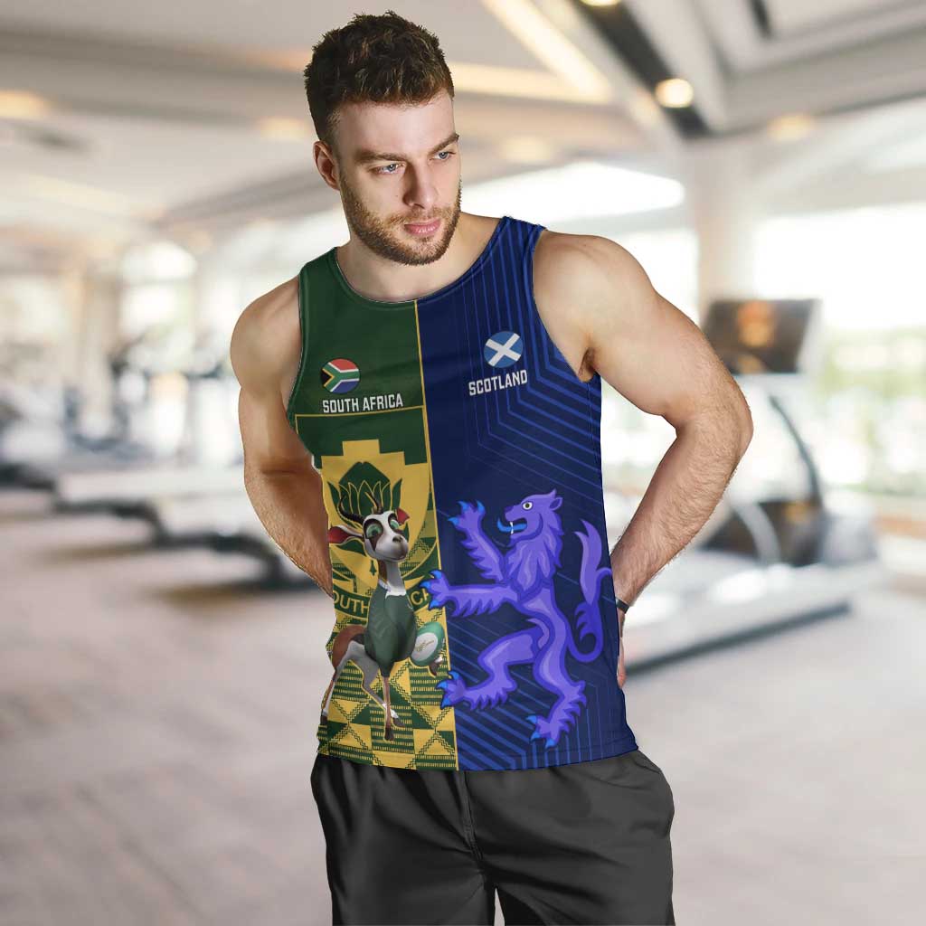 Custom South Africa And Scotland Rugby Men Tank Top Springboks Thistle Together