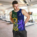 Custom South Africa And Scotland Rugby Men Tank Top Springboks Thistle Together