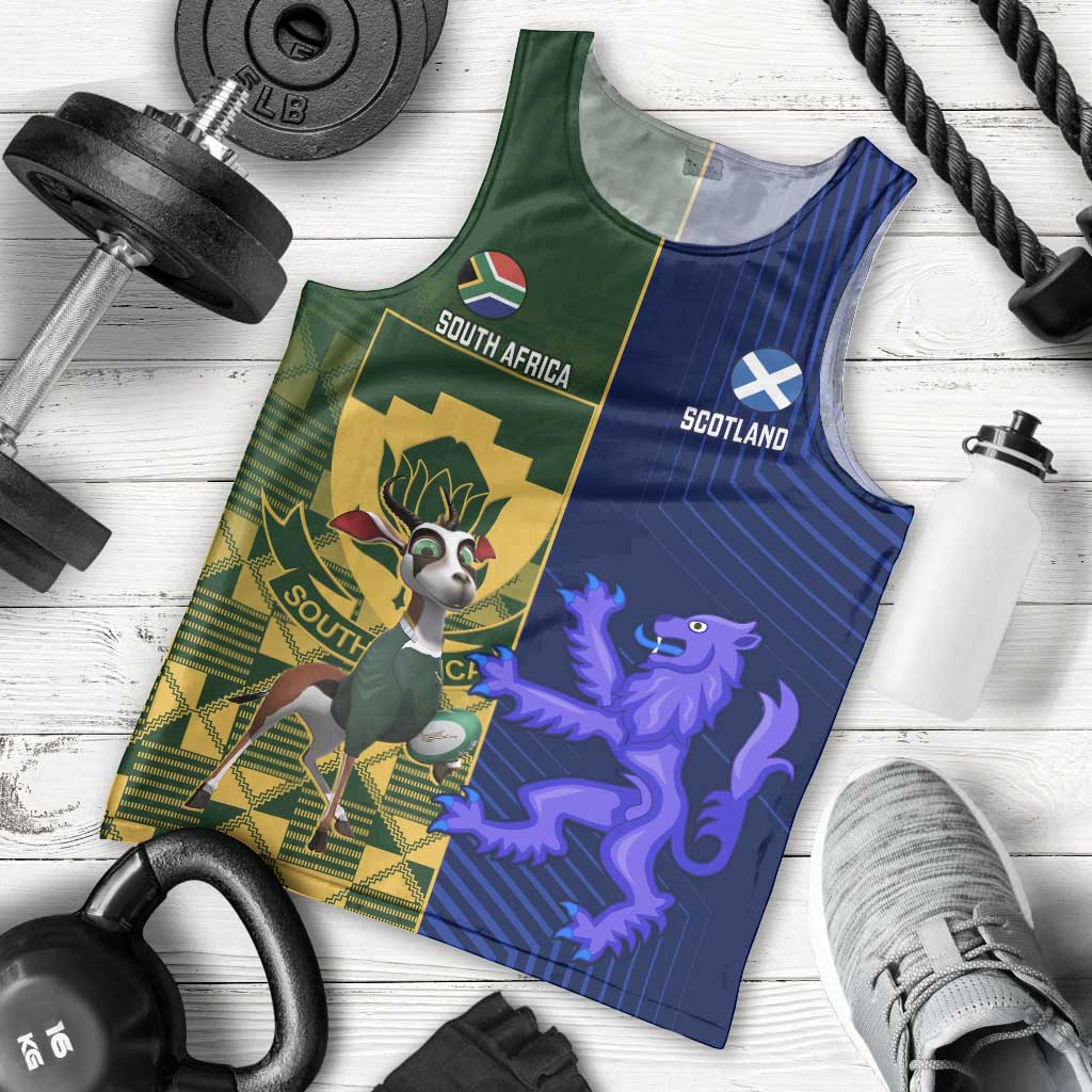 Custom South Africa And Scotland Rugby Men Tank Top Springboks Thistle Together