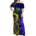 Custom South Africa And Scotland Rugby Off Shoulder Maxi Dress Springboks Thistle Together