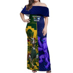 Custom South Africa And Scotland Rugby Off Shoulder Maxi Dress Springboks Thistle Together