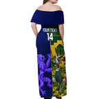 Custom South Africa And Scotland Rugby Off Shoulder Maxi Dress Springboks Thistle Together