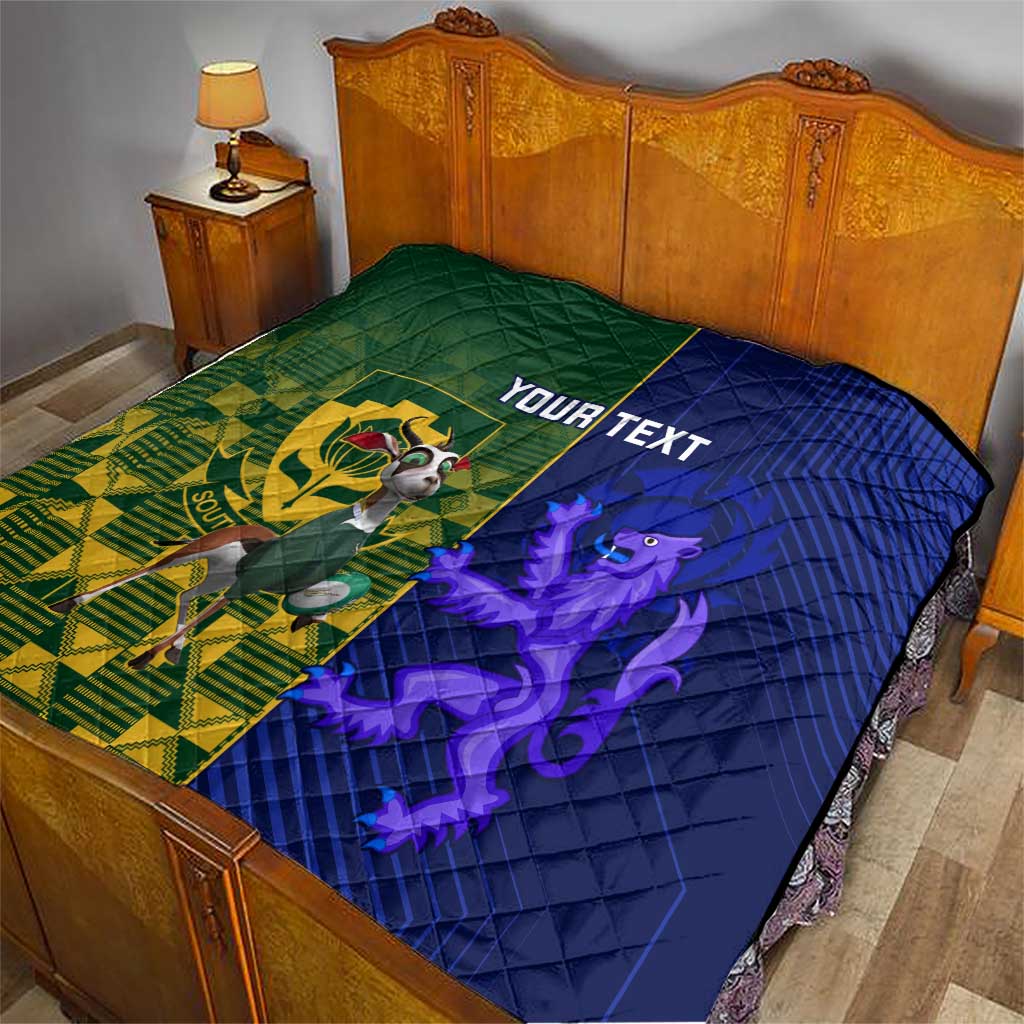 Custom South Africa And Scotland Rugby Quilt Springboks Thistle Together