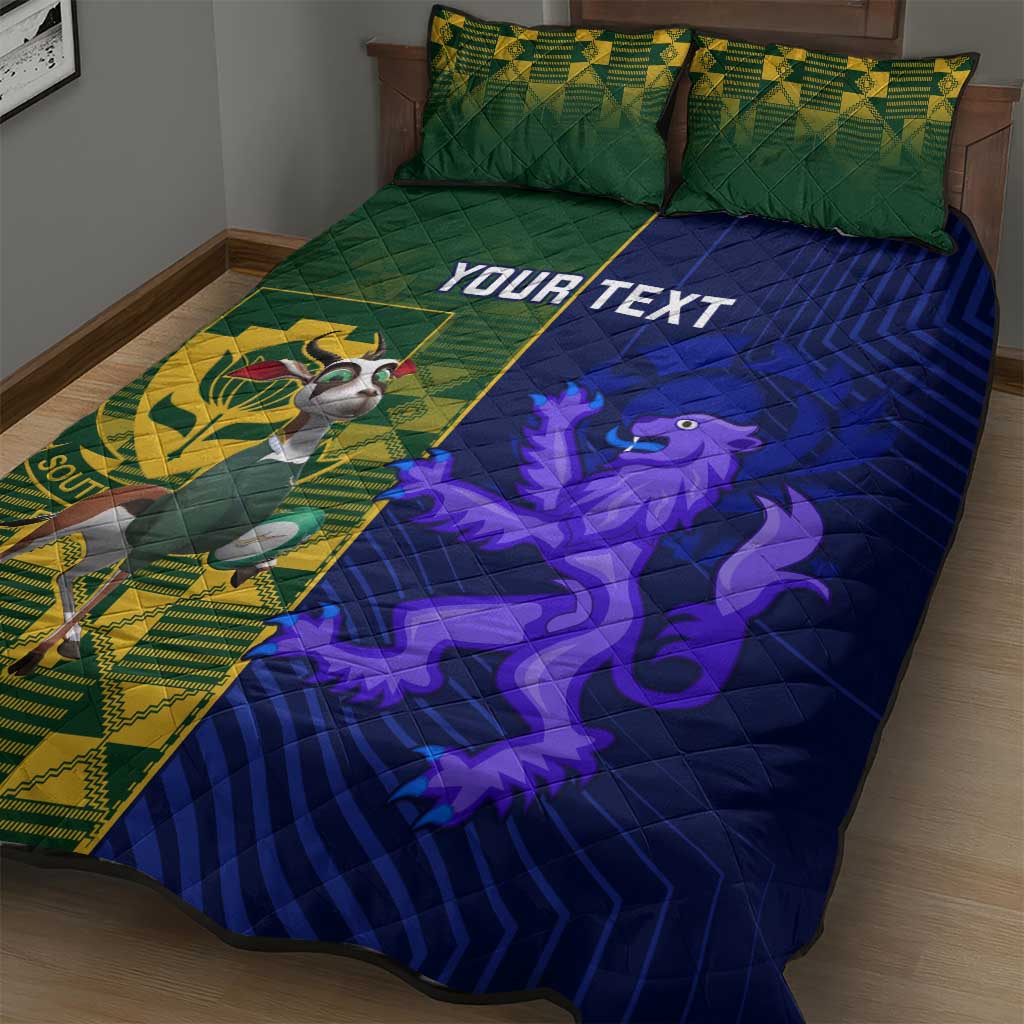 Custom South Africa And Scotland Rugby Quilt Bed Set Springboks Thistle Together