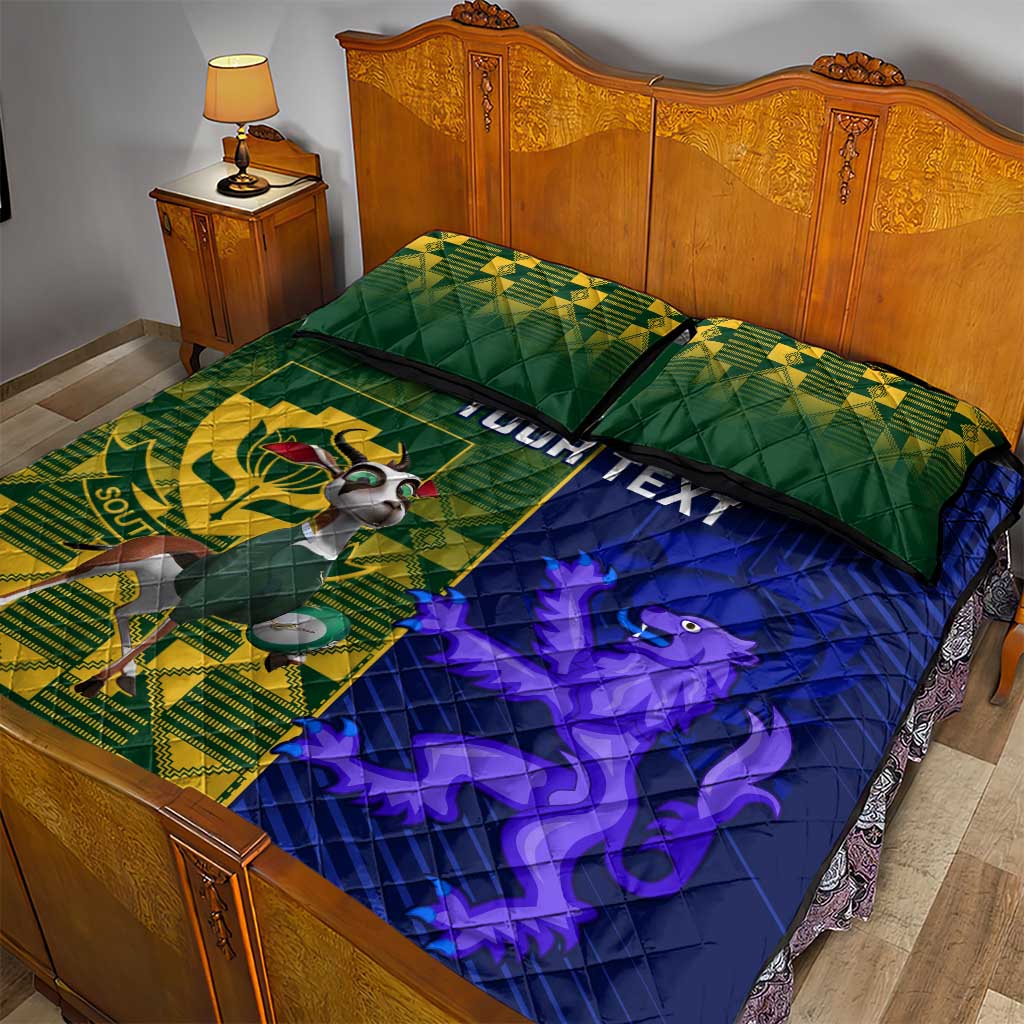 Custom South Africa And Scotland Rugby Quilt Bed Set Springboks Thistle Together