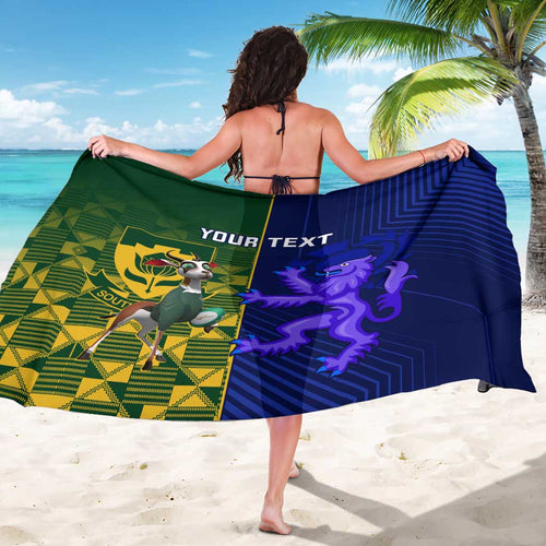 Custom South Africa And Scotland Rugby Sarong Springboks Thistle Together