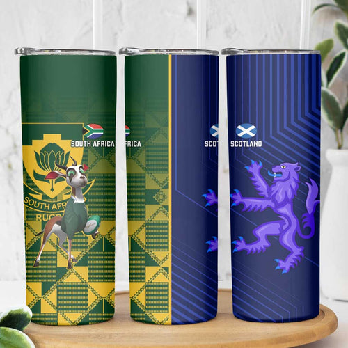 South Africa And Scotland Rugby Skinny Tumbler Springboks Thistle Together