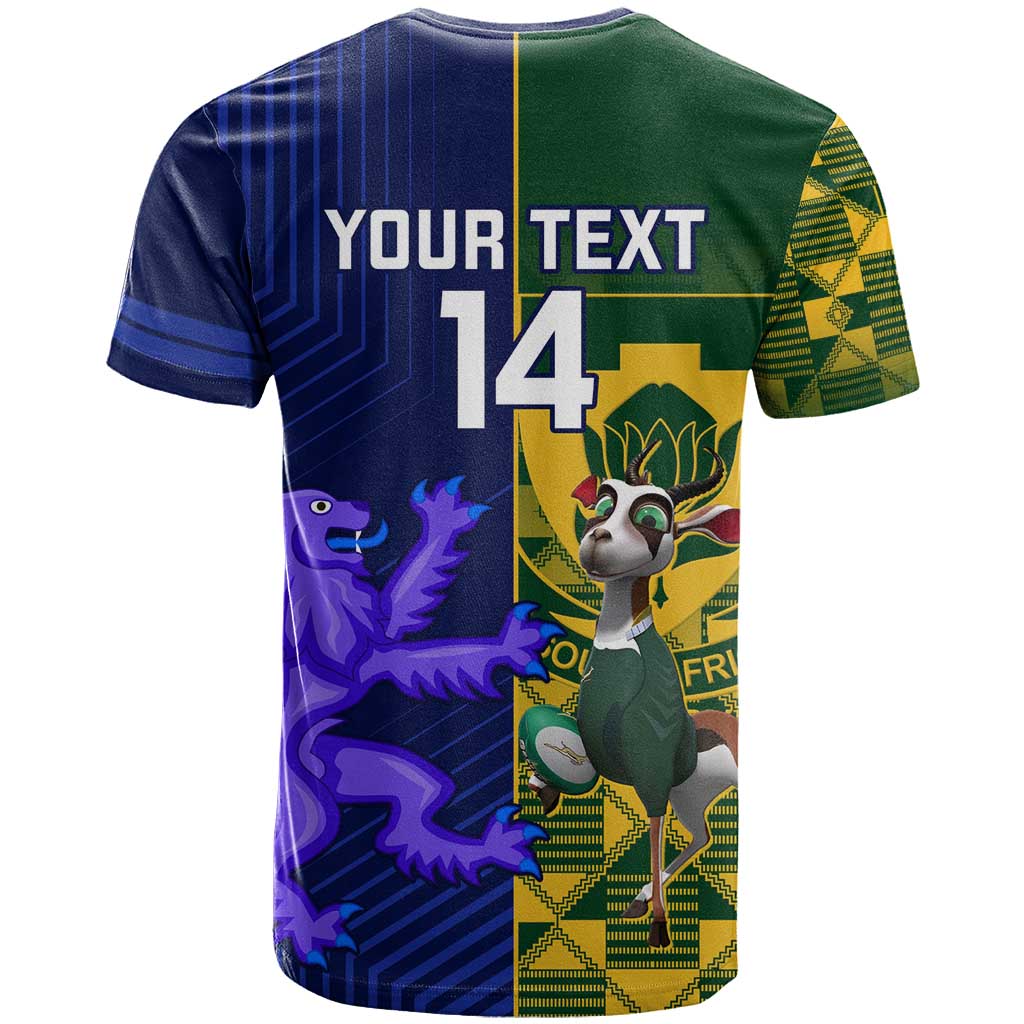 Custom South Africa And Scotland Rugby T Shirt Springboks Thistle Together