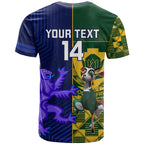Custom South Africa And Scotland Rugby T Shirt Springboks Thistle Together
