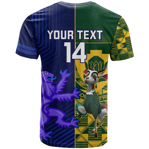 Custom South Africa And Scotland Rugby T Shirt Springboks Thistle Together