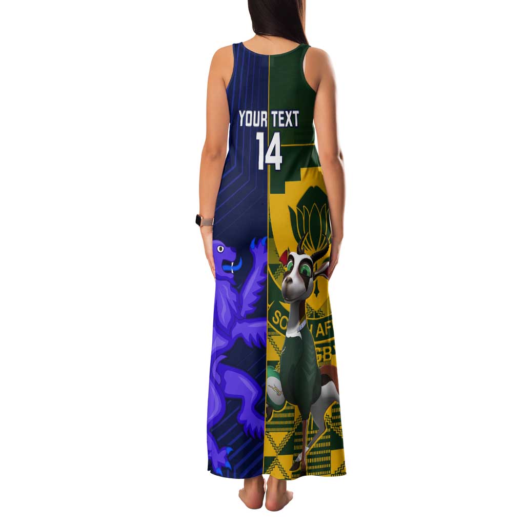 Custom South Africa And Scotland Rugby Tank Maxi Dress Springboks Thistle Together