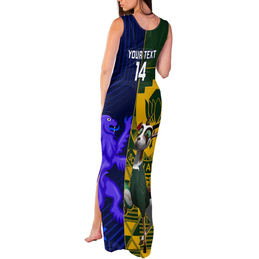 Custom South Africa And Scotland Rugby Tank Maxi Dress Springboks Thistle Together