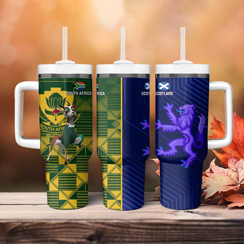 South Africa And Scotland Rugby Tumbler With Handle Springboks Thistle Together