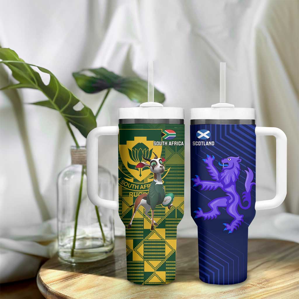 South Africa And Scotland Rugby Tumbler With Handle Springboks Thistle Together