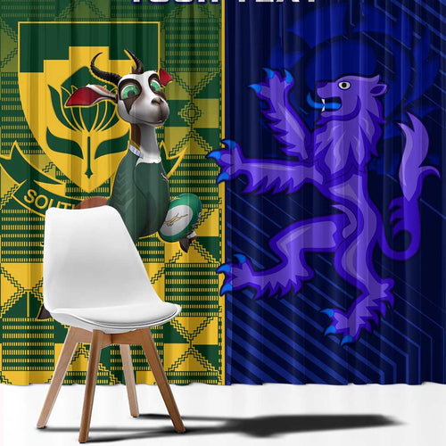 Custom South Africa And Scotland Rugby Window Curtain Springboks Thistle Together